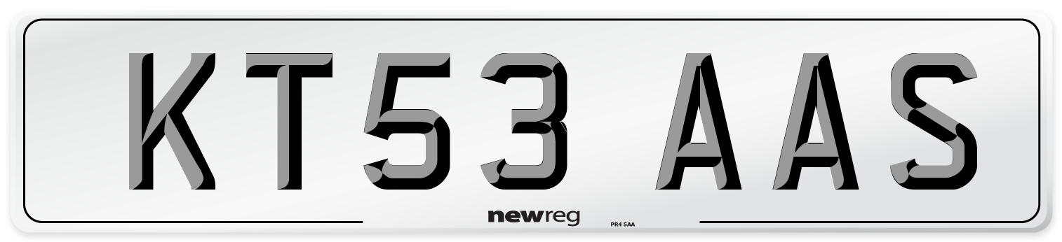 KT53 AAS Number Plate from New Reg